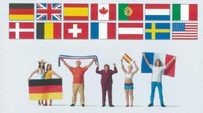 (HO)国旗を持って応援するサッカーファン