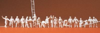 (HO)無着色フィギア20人　消防士と備品