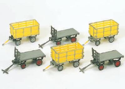 (HO) 駅の郵便カート6台