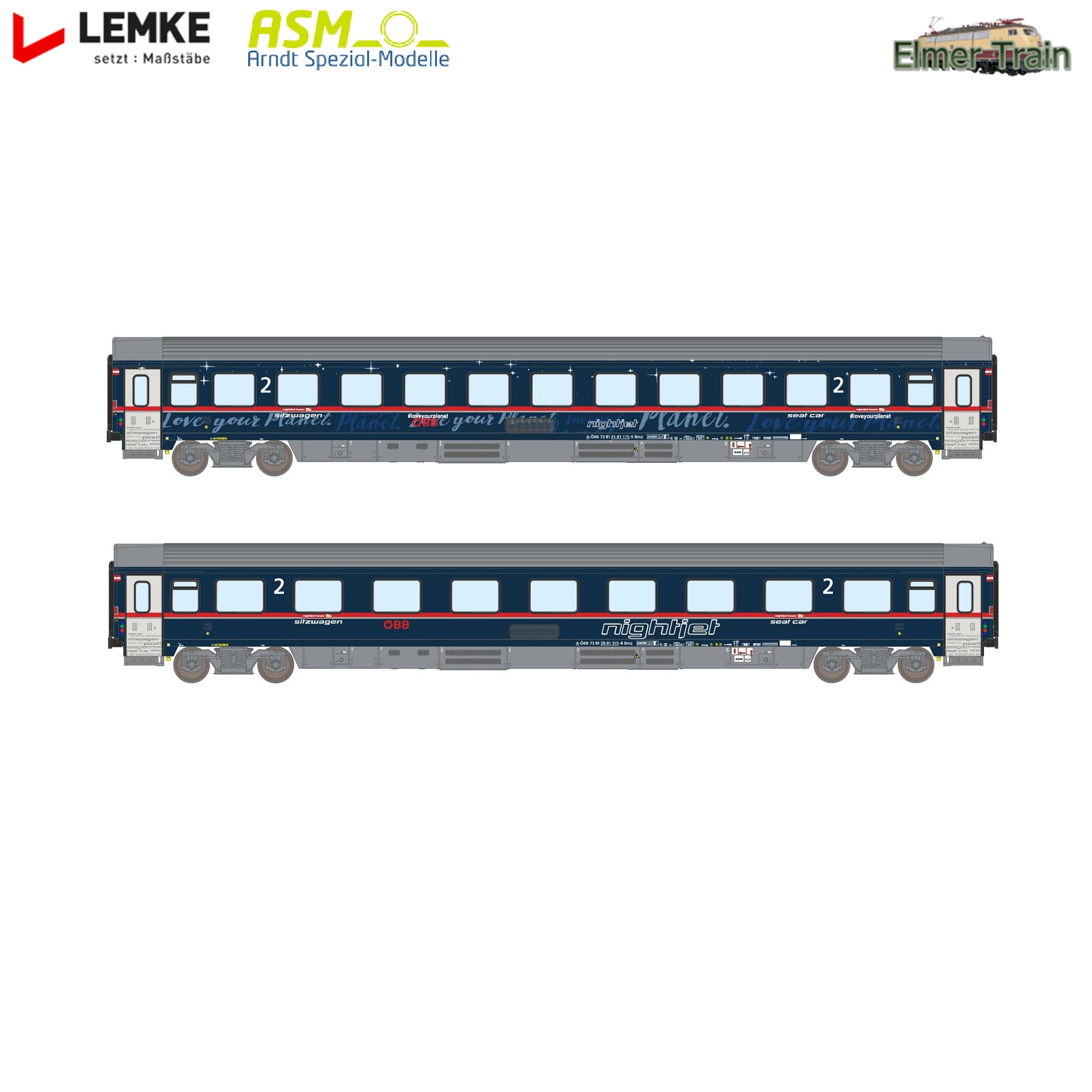 【予約】(N) UIC-Z Type Bmz 2等車 2輌セット Nightjet塗装 OeBB Ep6