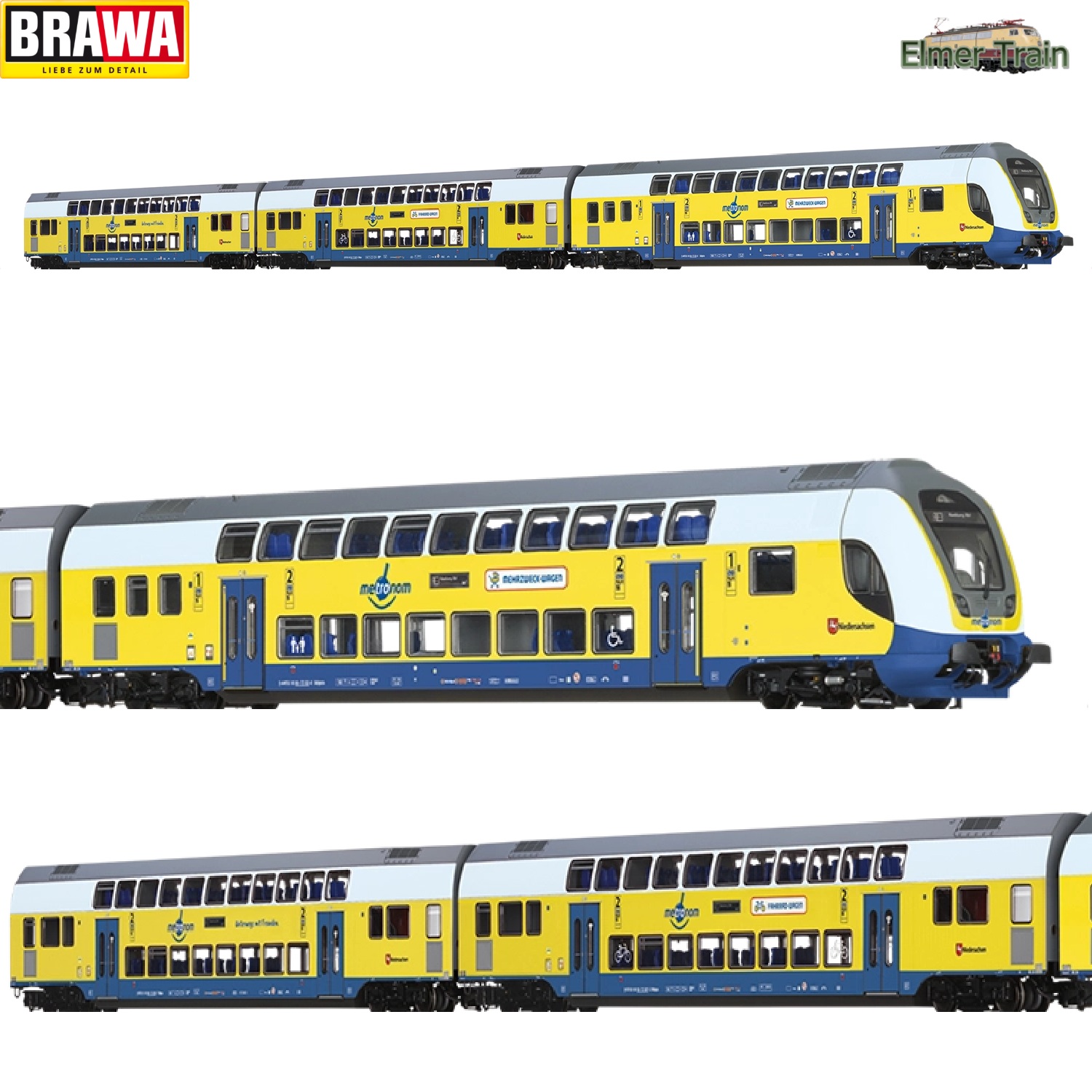 【予約】AC仕様 RE3 TWINDEXX VARIO 二階建て客車3輌セット metronom Ep6 DCC 室内灯付き