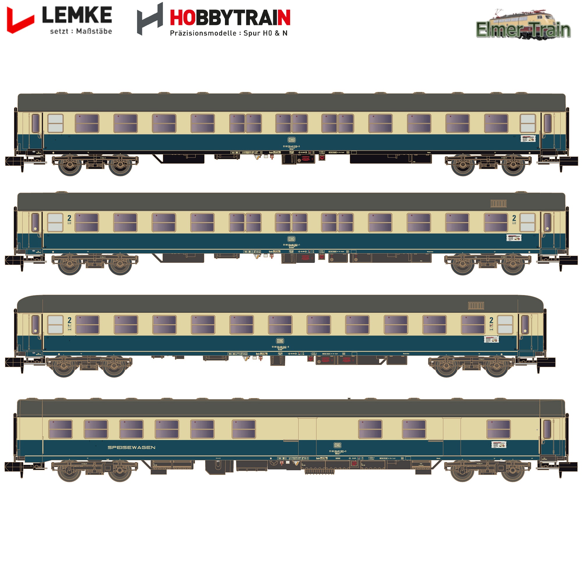 【予約】UIC客車4輌 寝台車+食堂車 Turnus Ferienzug セット1 DB Ep4