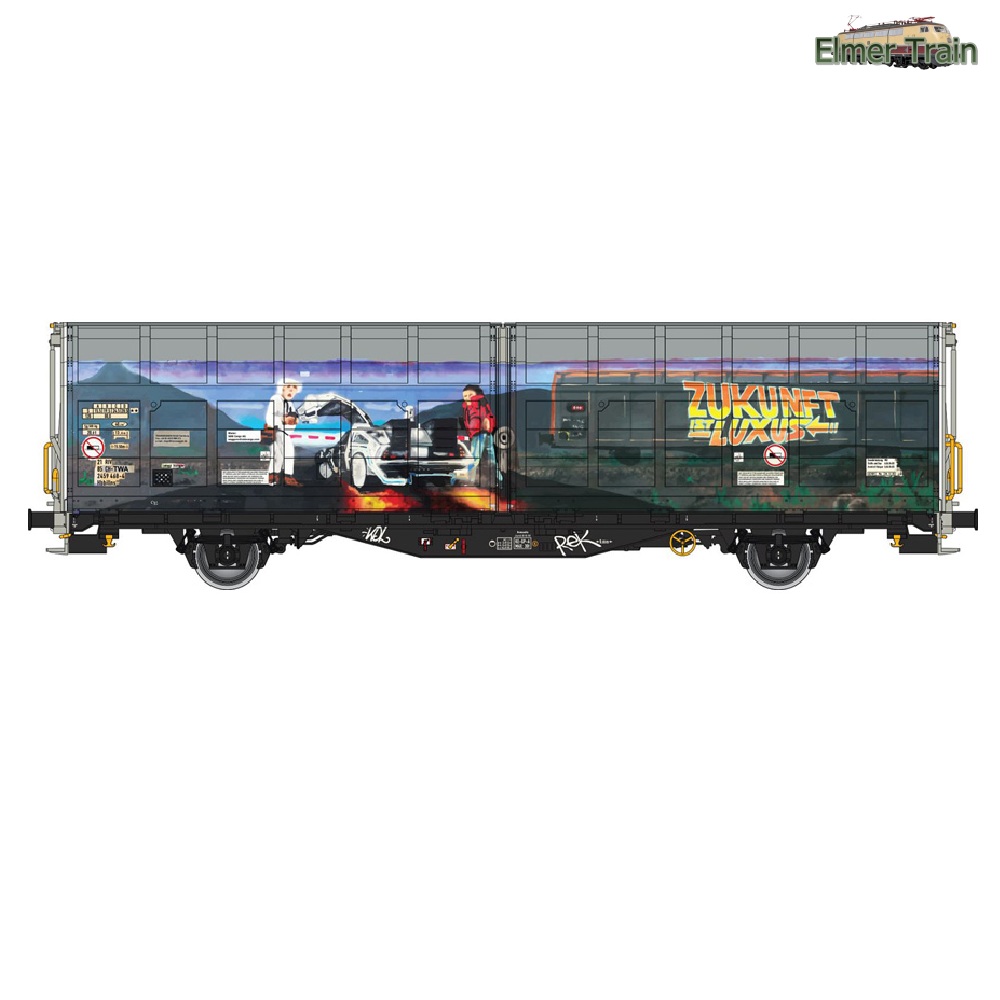 【予約】HOゲージ 2軸スライド幌貨車 落書きcar柄 SBB Ep6