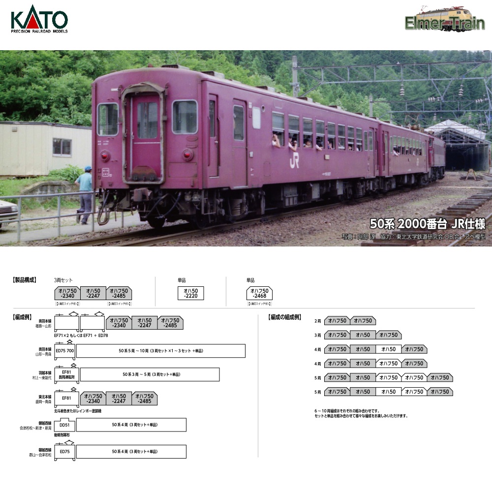 【ご予約】10-2172(N) 50系2000番台 JR仕様 3両セット