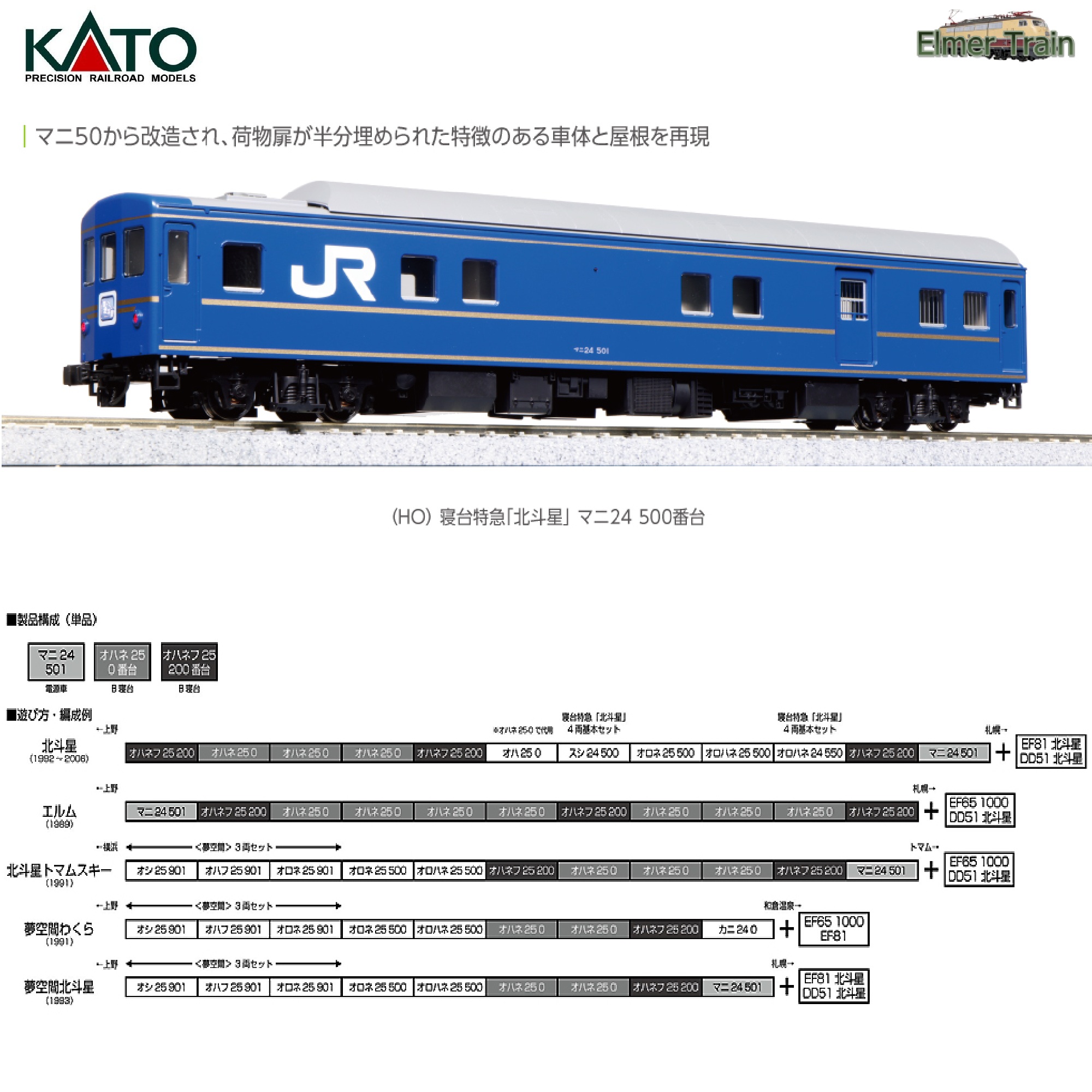 【ご予約】1-571 (HO) 24系 寝台特急「北斗星」 マニ24 500番台
