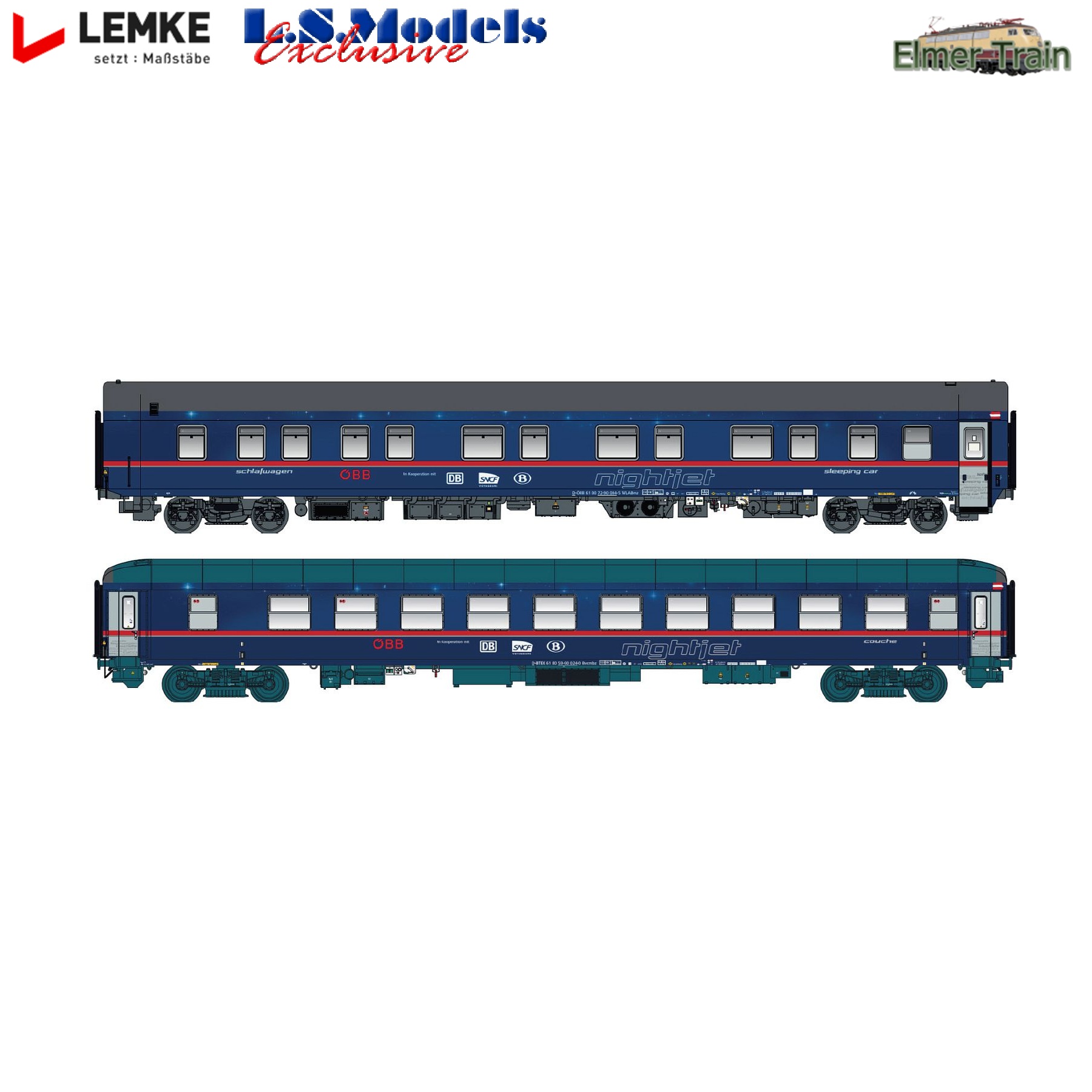 【予約】(N) ナイトジェット Type WLABmz + Bvcmbz 寝台車 2輌セット Nightjet OeBB Ep6