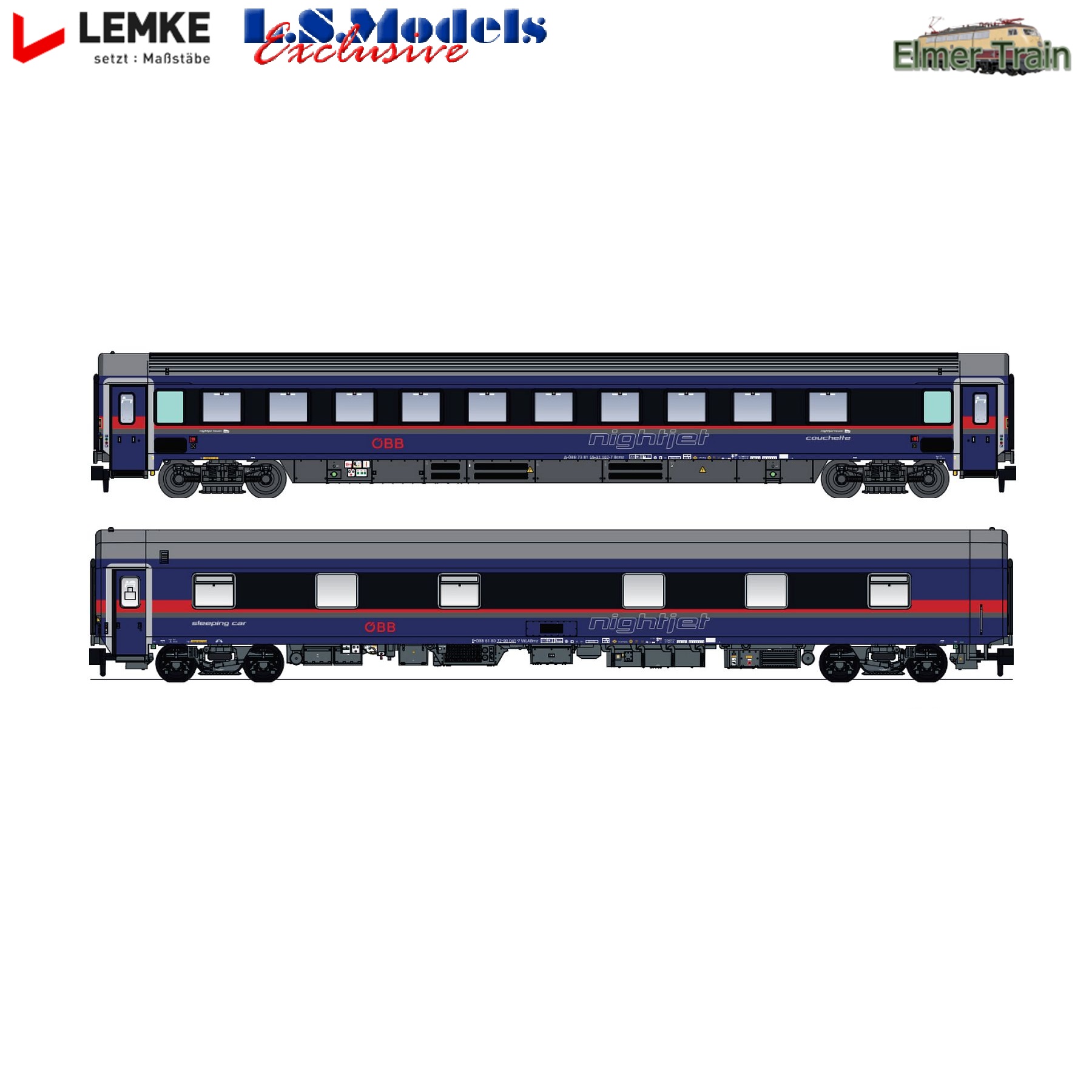 【予約】(N) ナイトジェット Type Bcmz + WLABmz 寝台車 2輌セット Nightjet新塗装 OeBB Ep6