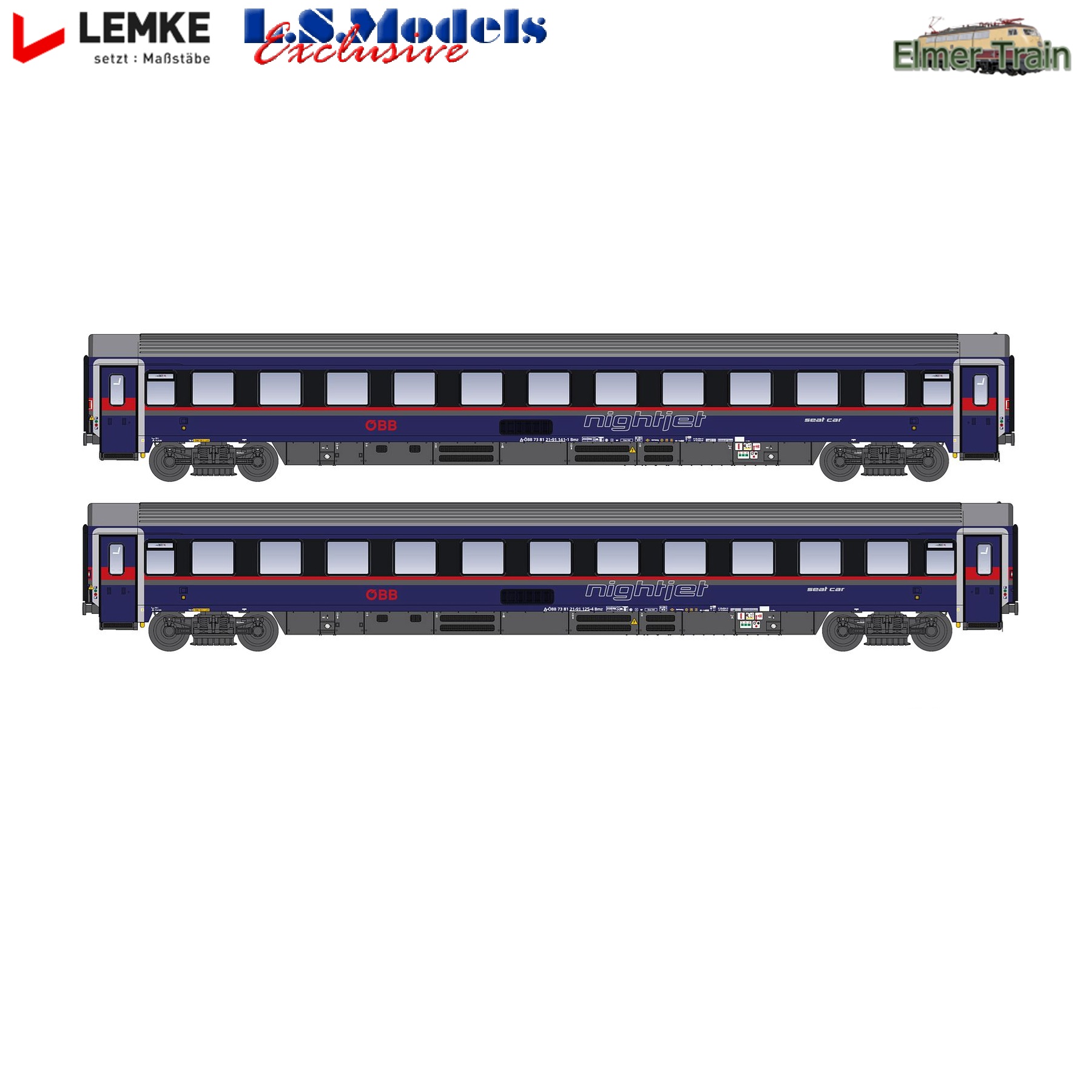 【予約】(N) ナイトジェット Type Bmz 2等コンパートメント 2輌セット Nightjet新塗装 OeBB Ep6