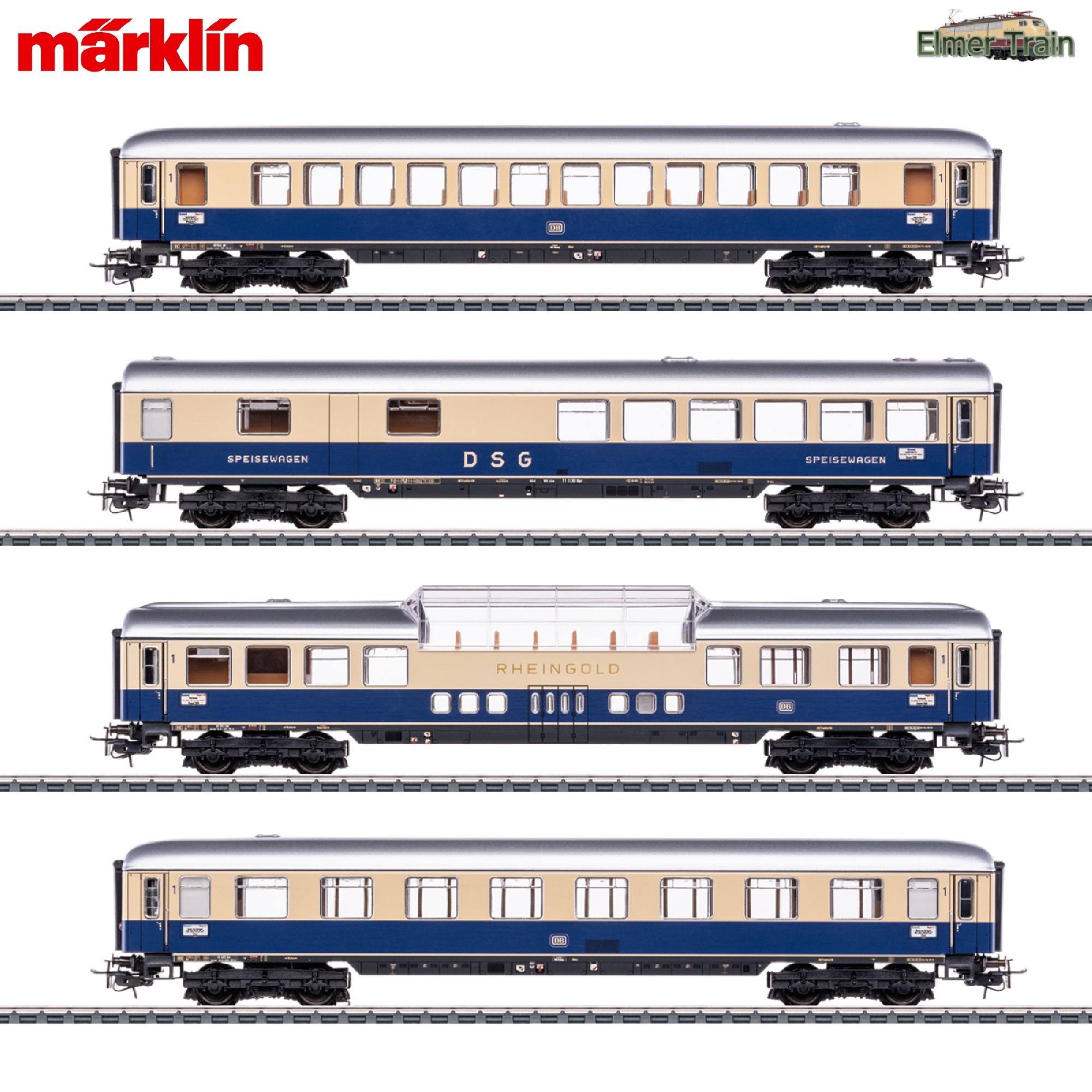 【予約】TEE Rheingold 客車4輌セット ブリキボディ 復刻仕様レトロモデル