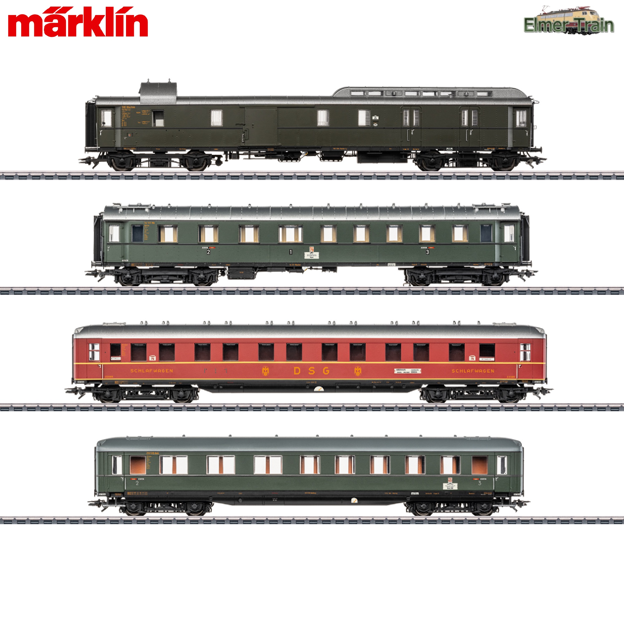 【予約】D74 急行列車セット1  客車4輌基本セット mfx 室内灯付き