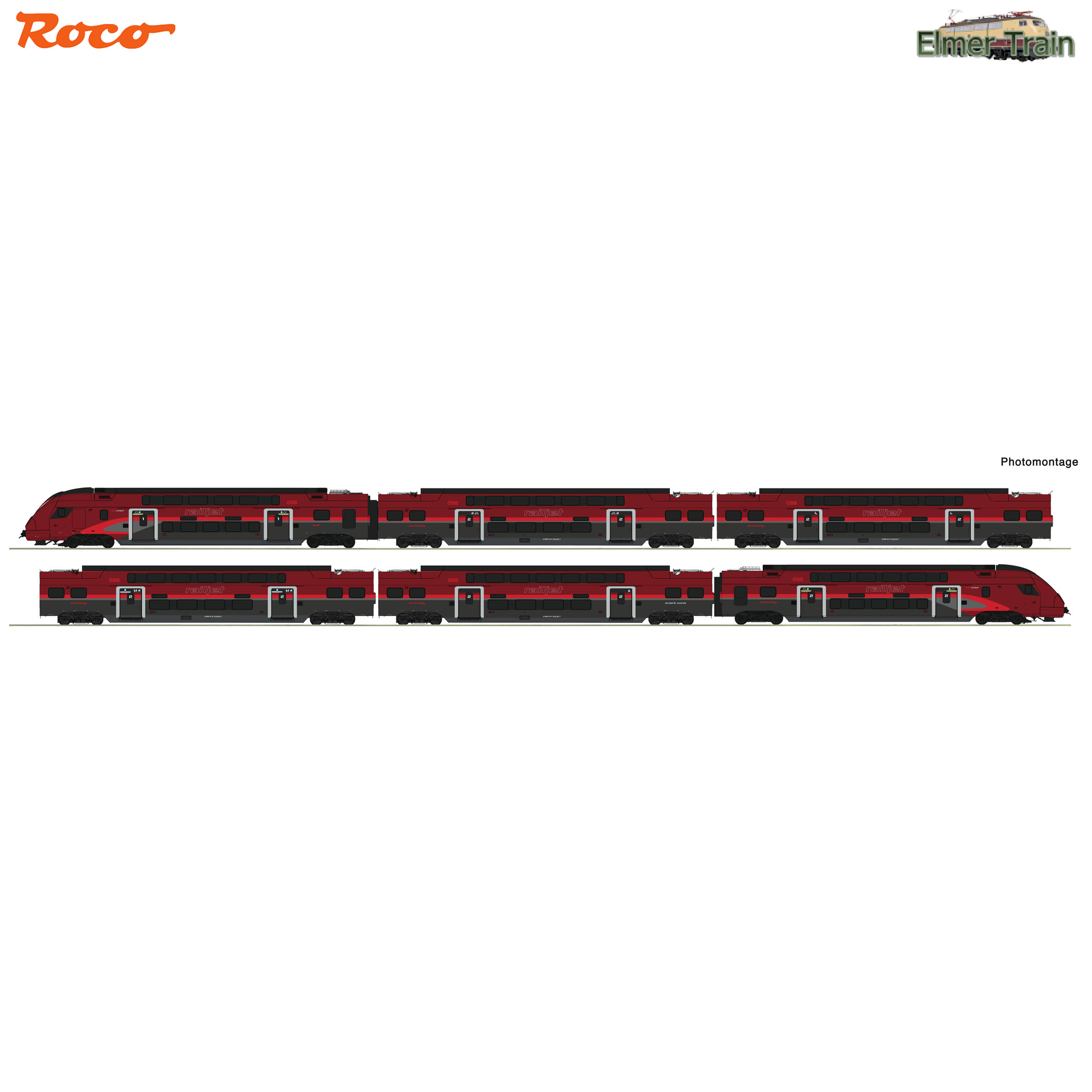 【予約・価格未定】AC仕様 EMU Rh4706 二階建て電車 Railjet 6輌セット OeBB Ep6 DCC Sound 室内照明付き