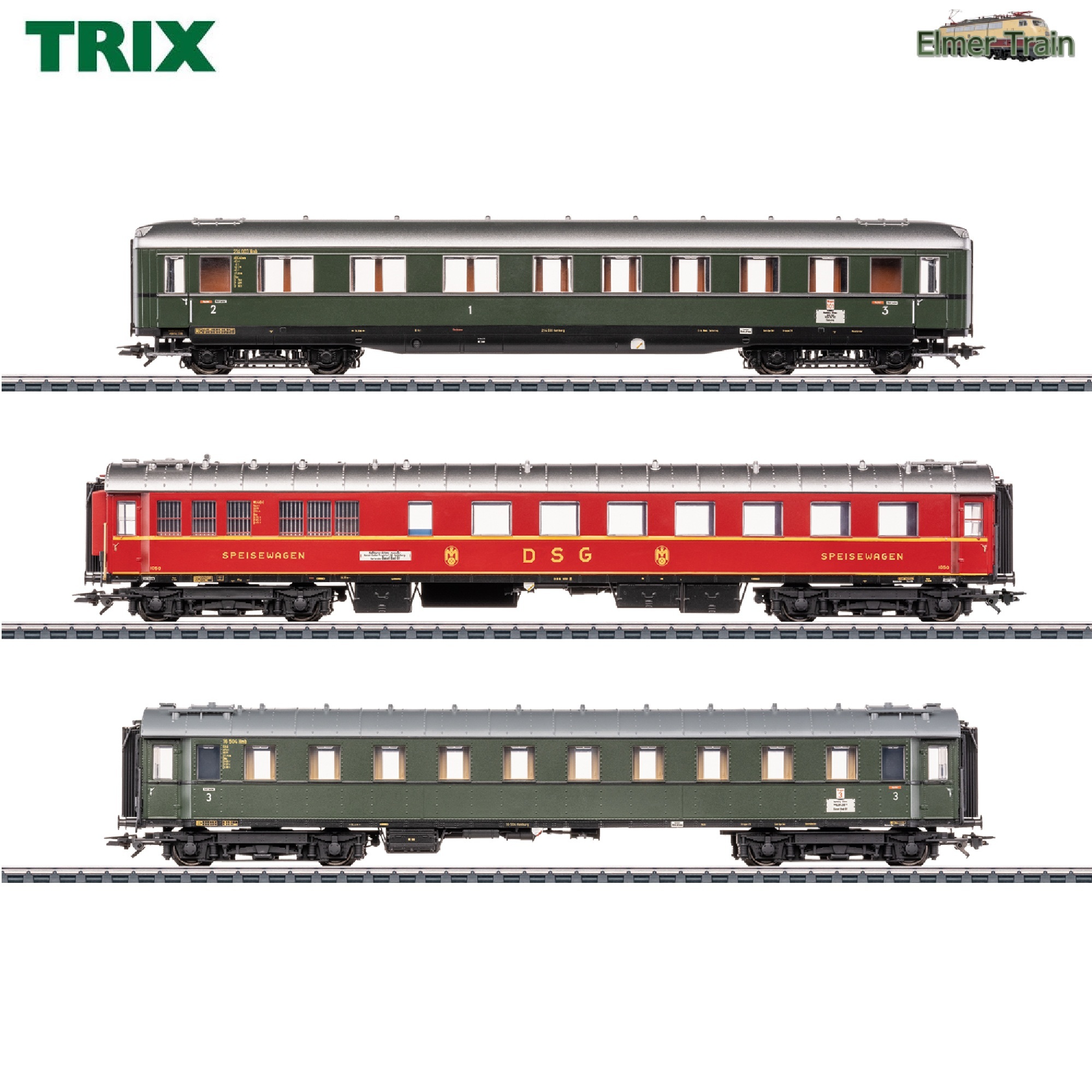 【予約】D74 列車セット2 客車3輌セット 室内灯付き