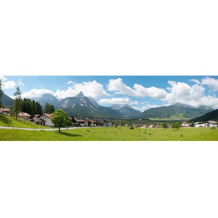 高山丘陵地帯の背景 266 x 80 cm（4部構成）